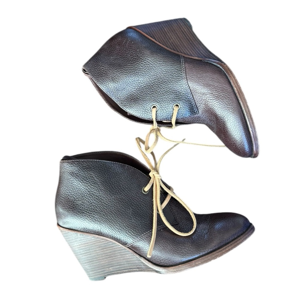 Cole HAAN Grand O's Wedge Geeled Ankle Booties, Brown Size 9.5B